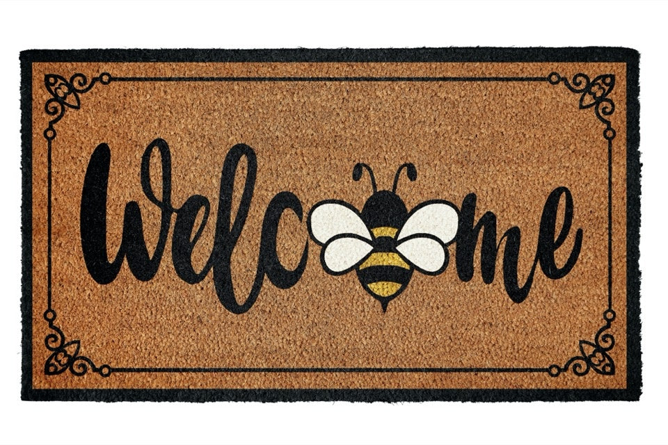 Groundsman Welcome Bee Boarder Doormat 40x70cm