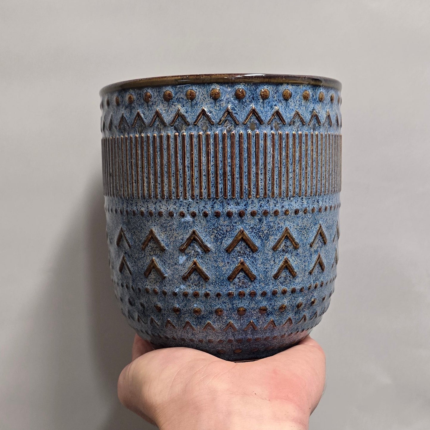 Aztec Blue Glazed Pot