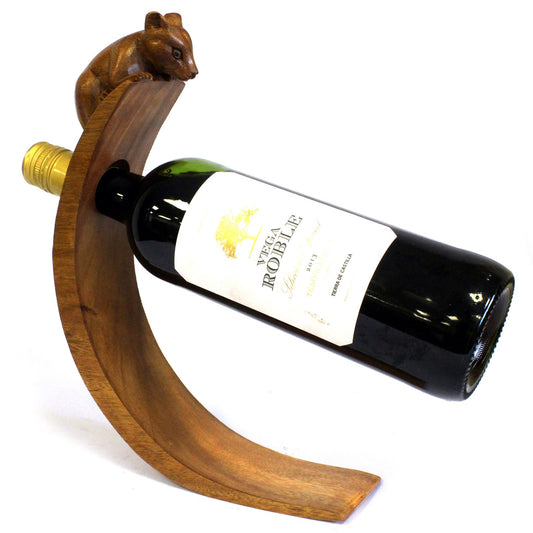 Hand Carved Balancing Wood Wine Holders