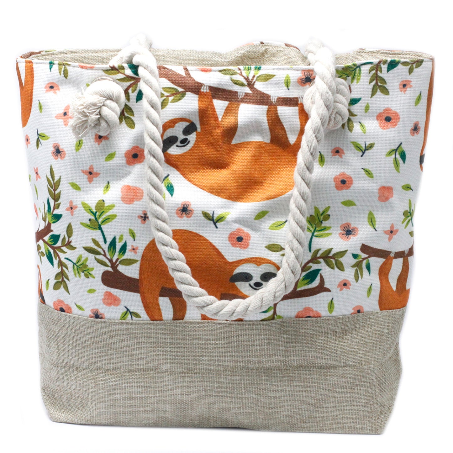 Rope Handle Zip Tote Bags