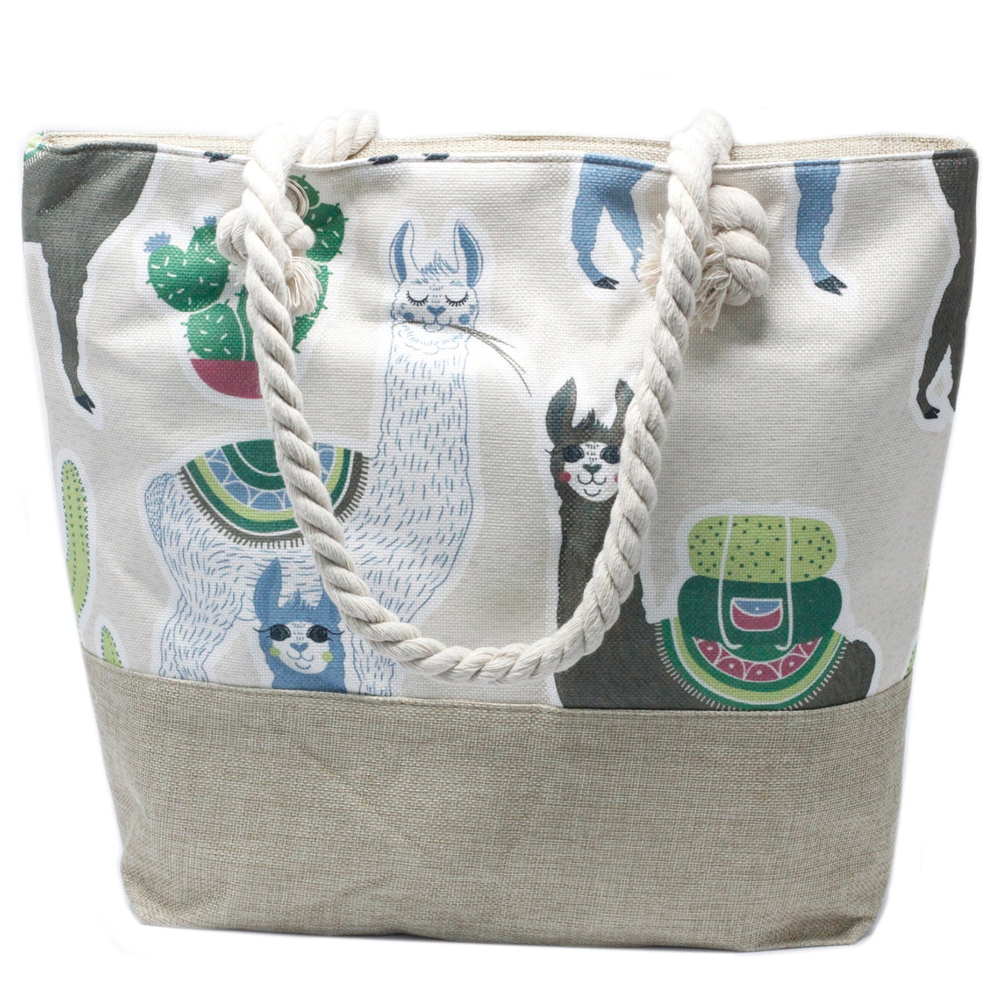 Rope Handle Zip Tote Bags