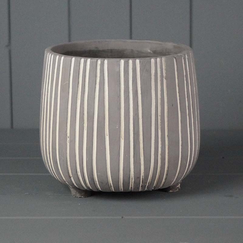 Cement Striped Pots