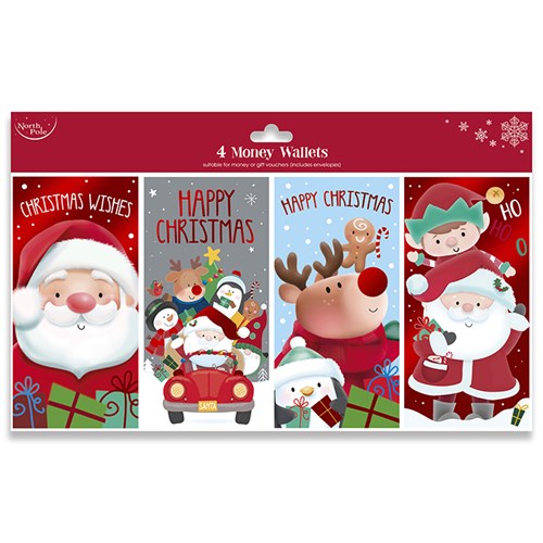 4 Pack Christmas Money Wallets