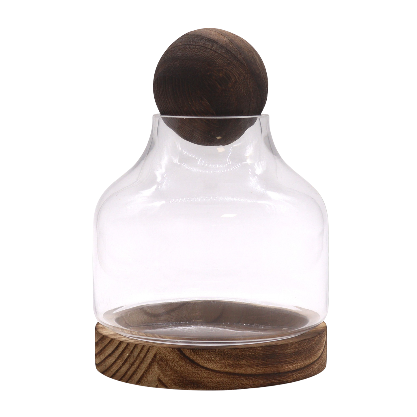 Ball Top Terrarium On Tung Wood