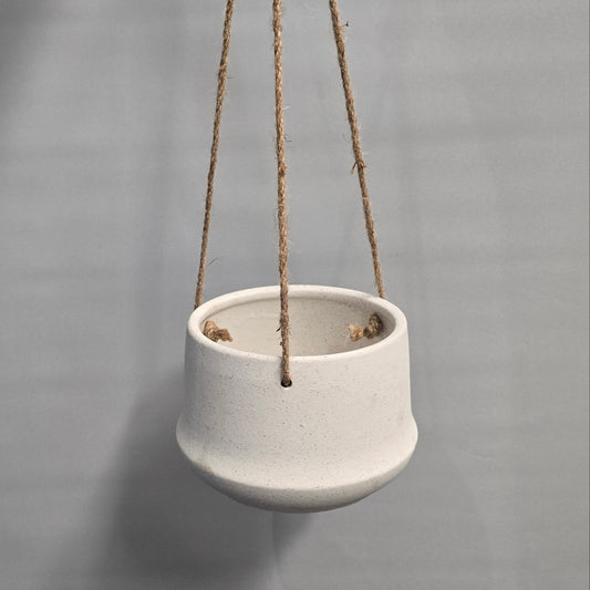 Hanging White Speckled Pot