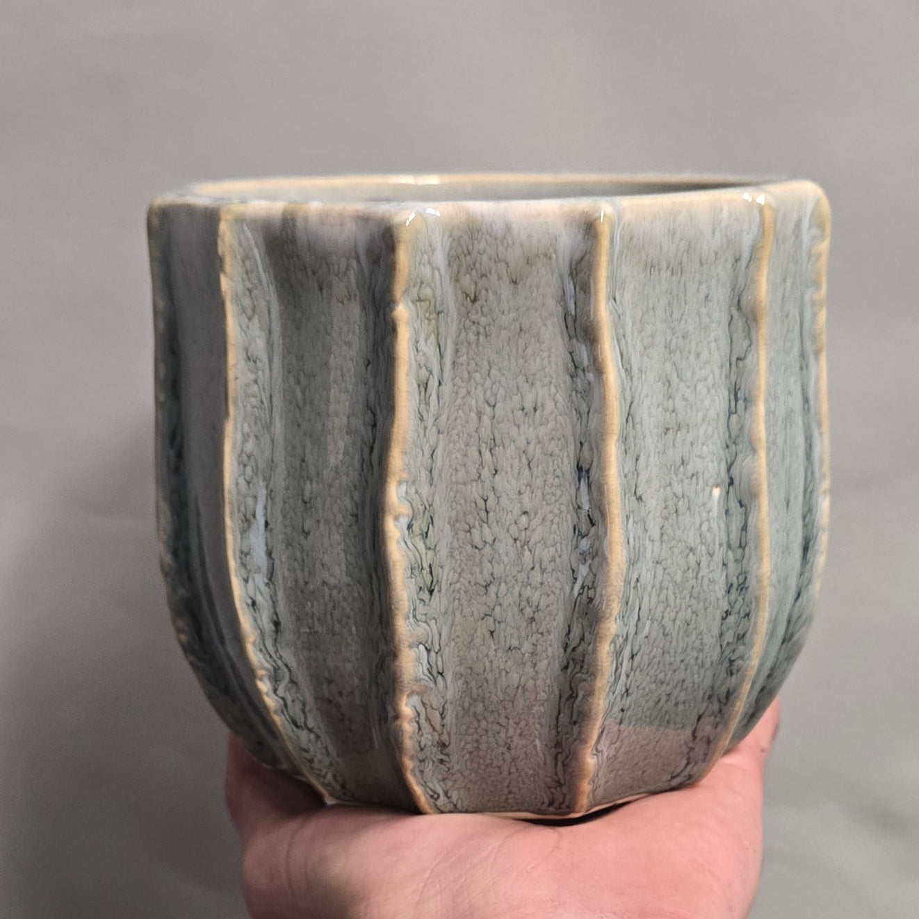 Ridge Wave Ceramic Pot