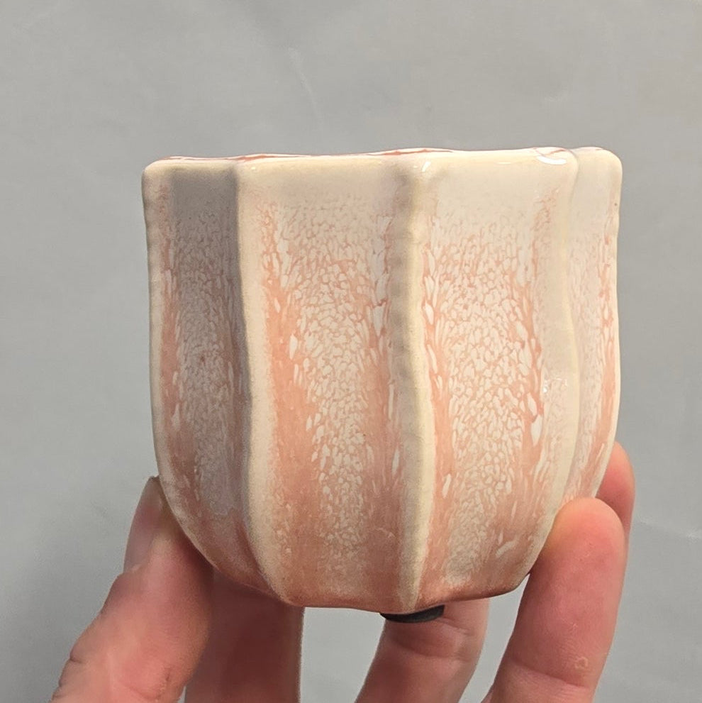 Pink Ridge Wave Ceramic Pot