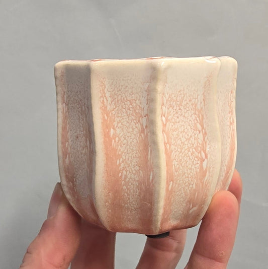 Pink Ridge Wave Ceramic Pot